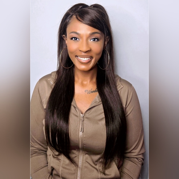 Color 4 Straight Human Hair Wig - Picture 2 of 3